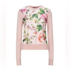Dolce and Gabbana Silk Floral Long Sleeve Sweater